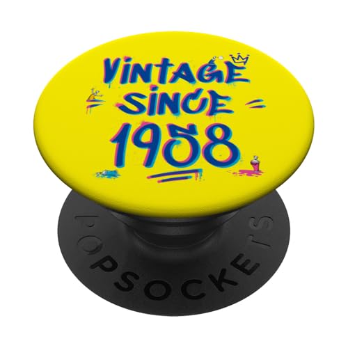 Vintage Since 1958 Graffiti Glitch 67th Birthday Hip-Hop PopSockets Klebender PopGrip von Glitch Graffiti Style Graphic Design For Men Women