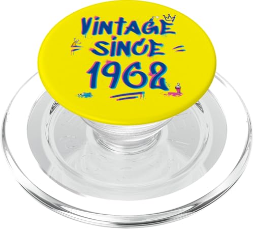 Vintage Since 1962 Graffiti Glitch 63rd Birthday Style PopSockets PopGrip für MagSafe von Glitch Graffiti Style Graphic Design For Men Women