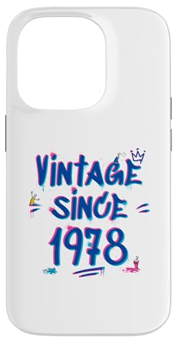 Vintage Since 1978 Graffiti Glitch 47th Birthday Hip-Hop Hülle für iPhone 14 Pro von Glitch Graffiti Style Graphic Design For Men Women