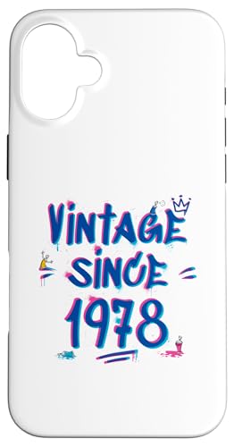Vintage Since 1978 Graffiti Glitch 47th Birthday Hip-Hop Hülle für iPhone 16 Plus von Glitch Graffiti Style Graphic Design For Men Women