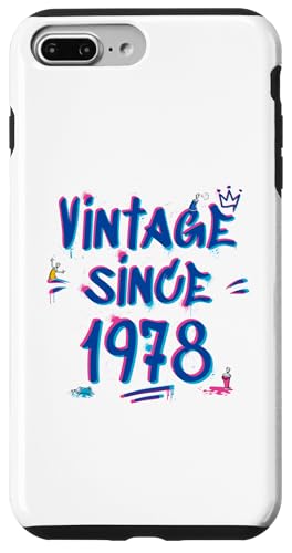 Vintage Since 1978 Graffiti Glitch 47th Birthday Hip-Hop Hülle für iPhone 7 Plus/8 Plus von Glitch Graffiti Style Graphic Design For Men Women