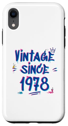 Vintage Since 1978 Graffiti Glitch 47th Birthday Hip-Hop Hülle für iPhone XR von Glitch Graffiti Style Graphic Design For Men Women