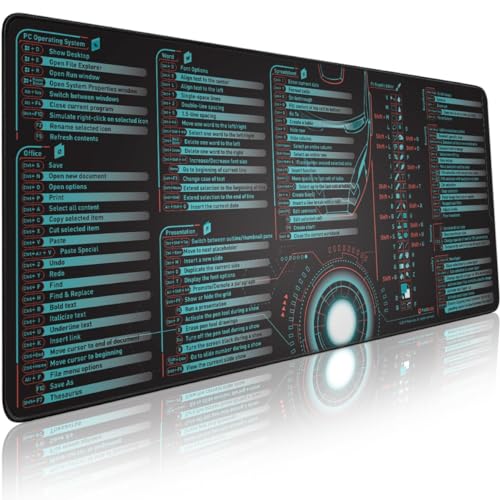 Windows, Office, Excel und Adobe Photoshop-Tastenkombinationen, erweitertes großes Mauspad | Gaming-Schreibtischunterlage für PC. Genähter Kante und Rutschfester Unterseite, XXL Tastaturmatte Windows, Office, Excel und Adobe Photoshop-Tastenkombinationen, erweitertes großes Mauspad | Gaming-Schreibtischunterlage für PC. Genähter Kante und Rutschfester Unterseite, XXL Tastaturmatte von Glittery Garden