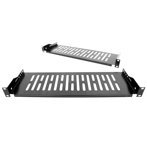 1U6, 15,2 cm (6 Zoll) Server-Rack-Regal, universal, belüftet, freischwingend, für 48,3 cm (19 Zoll) Netzwerkgeräte-Rack und Schrank, robuster Stahl, Tragkraft 18 kg, Schwarz, 2 Stück von Global Rack