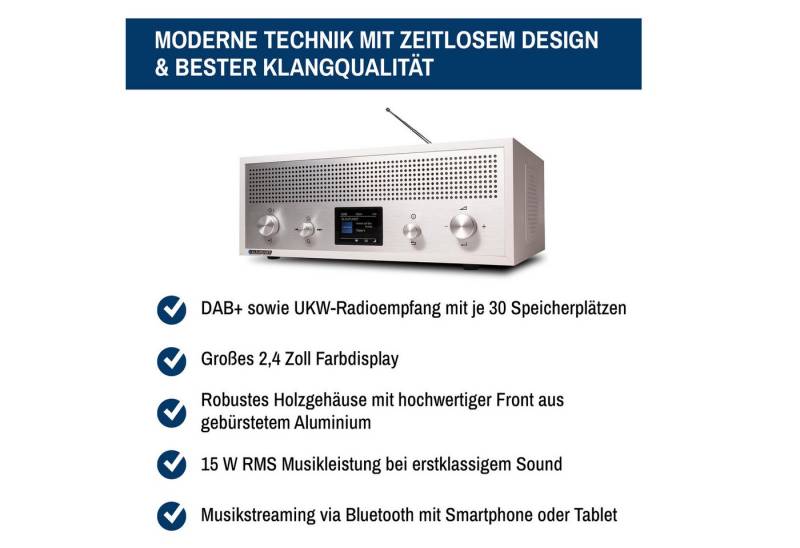 Globaltronics VERONA Digitalradio (DAB) (Digitalradio (DAB), Bluetooth 5.0 zur drahtlosen Musikwiedergabe vom Smartphone) von Globaltronics