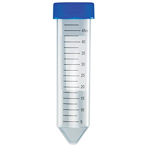 Globe Scientific 50mL Centrifuge Tube with Attached Blue Flat Top Screw Cap, 6288, Polypropylene, Sterile, Printed Graduation, 25/Bag, 500/CS von Globe Scientific