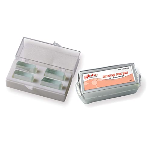 Globe Scientific Microscope Slide Cover Glass, 5x200pcs, 1404-15-200, Square 22x22mm, White Glass, No.1.5 (0.16-0.19mm) Thick, 200pcs/Box, 1000pcs/Case von Globe Scientific