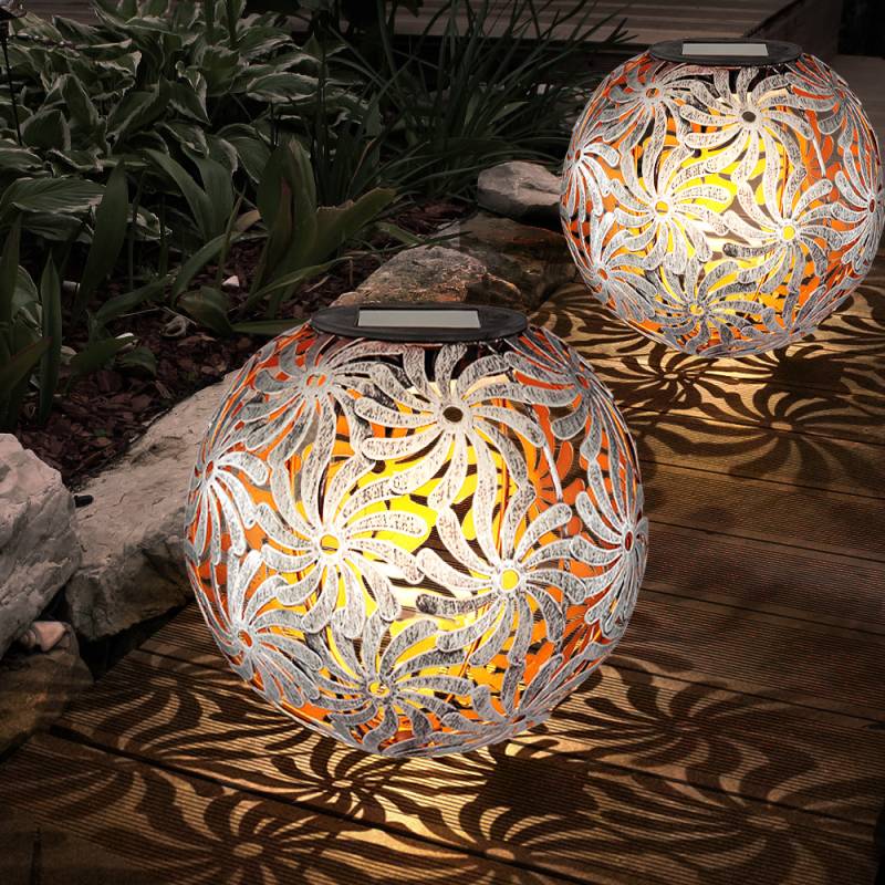 2er Set LED Solarlampe, Dekorgeflecht-Kugel, H 54 cm von GLOBO LIGHTING