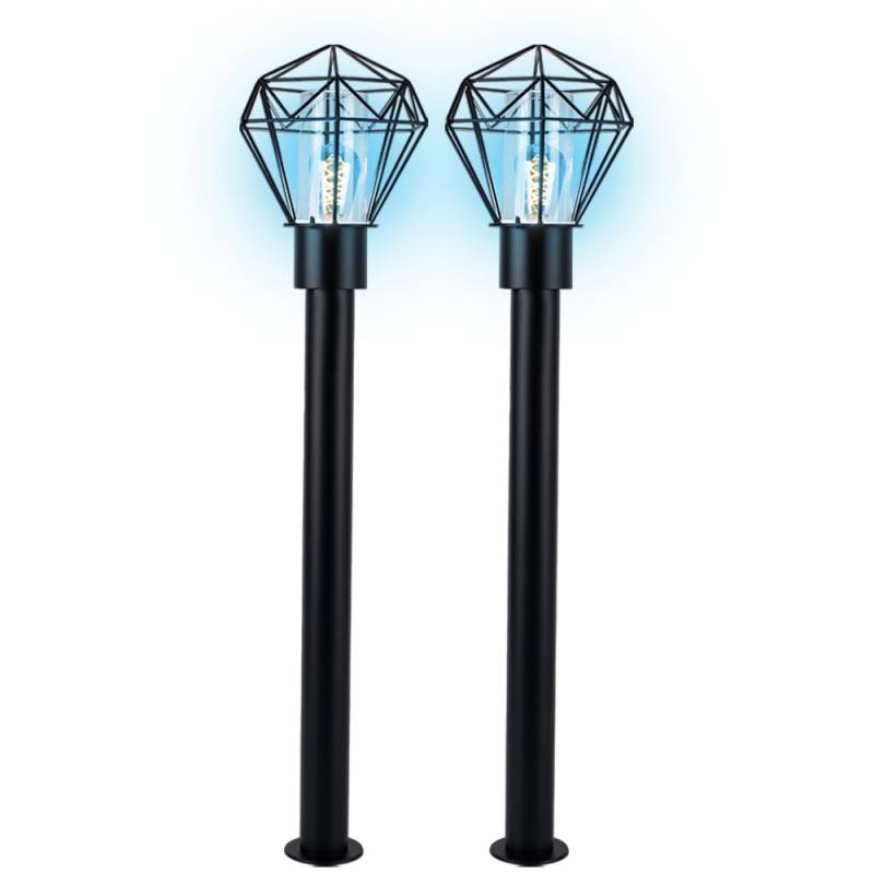 2er Set RGB LED Stehleuchte, Edelstahl, Gitter, schwarz, H 100 cm von Globo