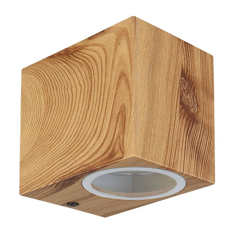 Außenleuchte, Wandleuchte, Alu, Holzoptik, Downlight von Globo