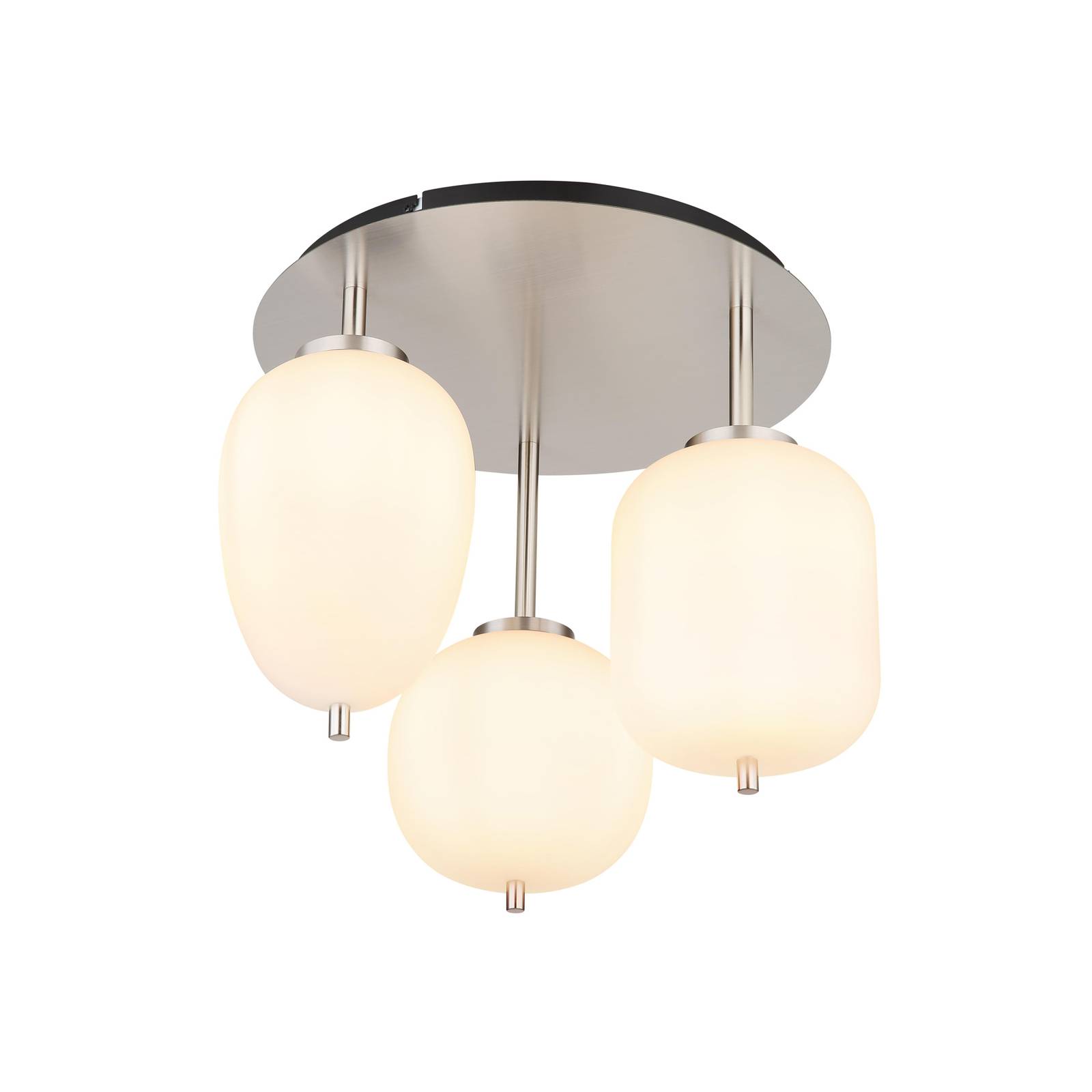 Deckenleuchte Blacky I, nickel/opal, Ø 46 cm, 3-flg., Glas Deckenleuchte Blacky I, nickel/opal, Ø 46 cm, 3-flg., Glas von Globo