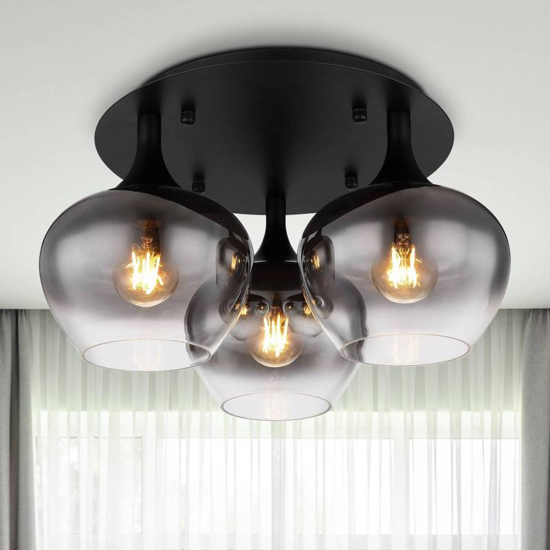 Deckenleuchte Maxy, Ø 45 cm, rauchgrau, Glas, 3-flg. von Globo