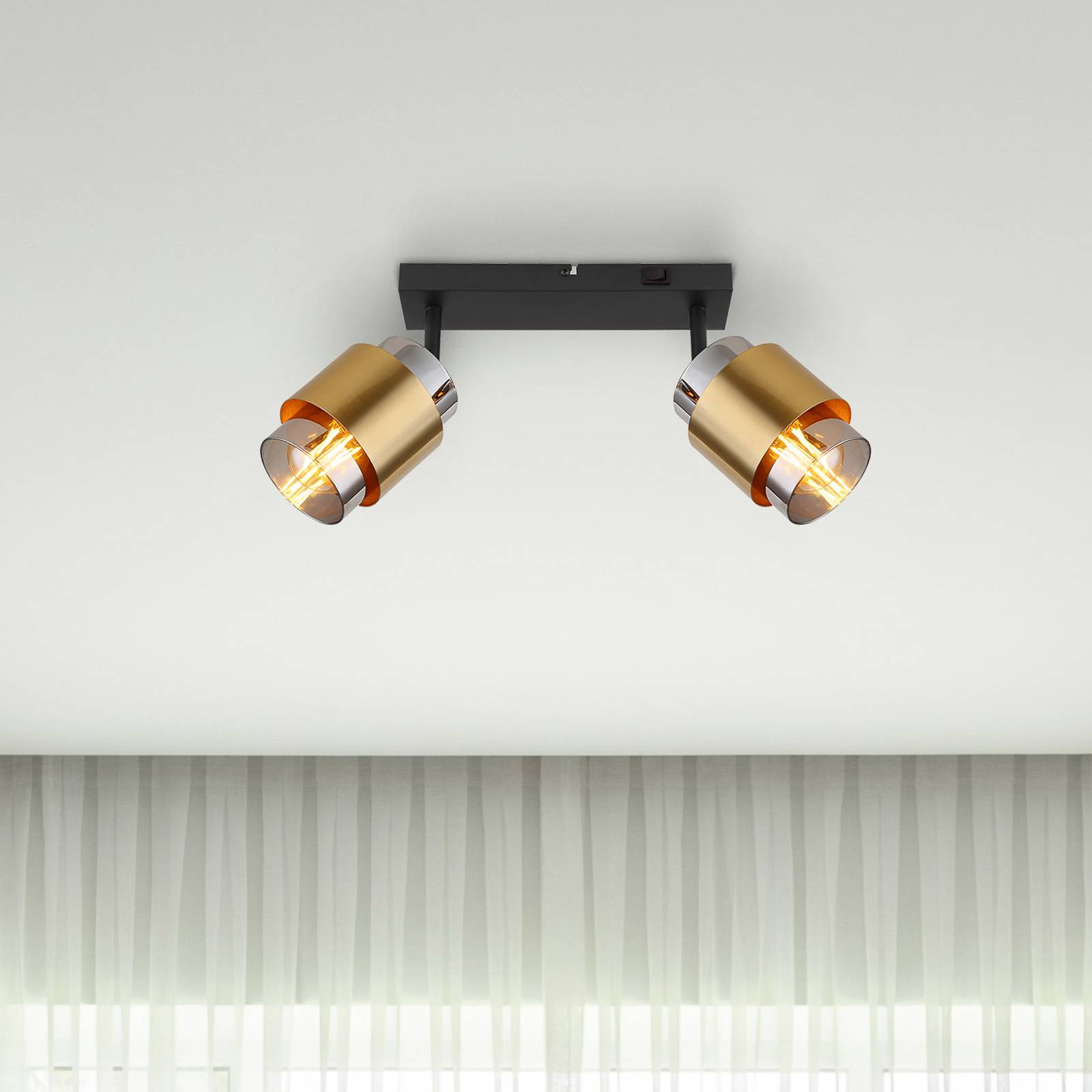 Deckenstrahler Milley, Länge 26 cm, messingfarben, 2-flg. Deckenstrahler Milley, Länge 26 cm, messingfarben, 2-flg. von Globo