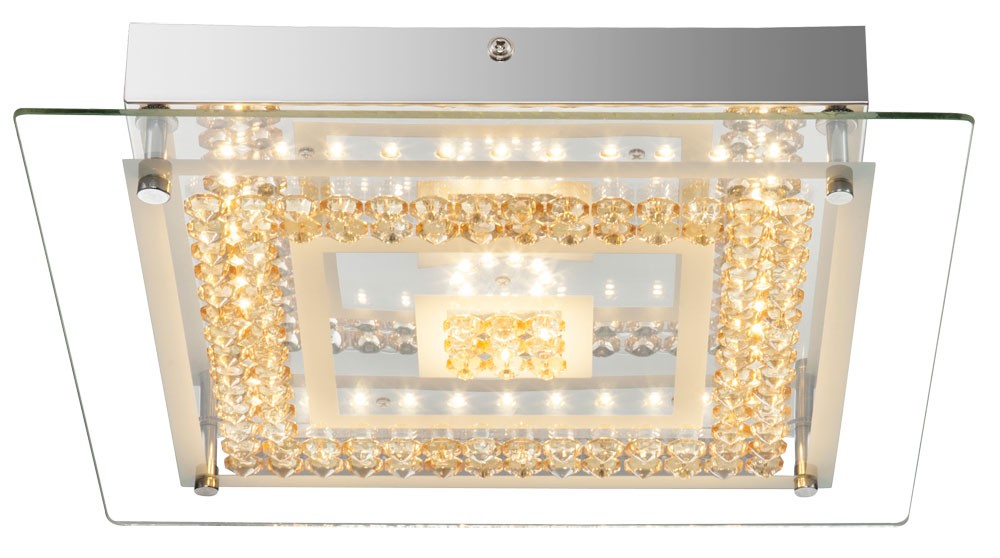 Elegante Deckenlampe aus Chrom mit amber Kristallen von Globo