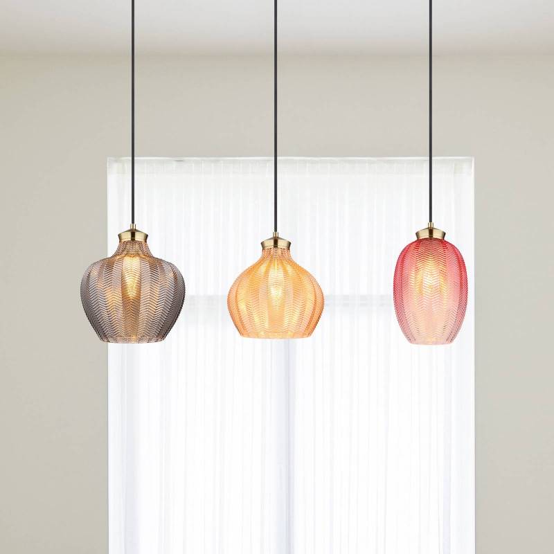 Hängelampe Jessica, Länge 90 cm, bunt, 3-flg., Glas von Globo