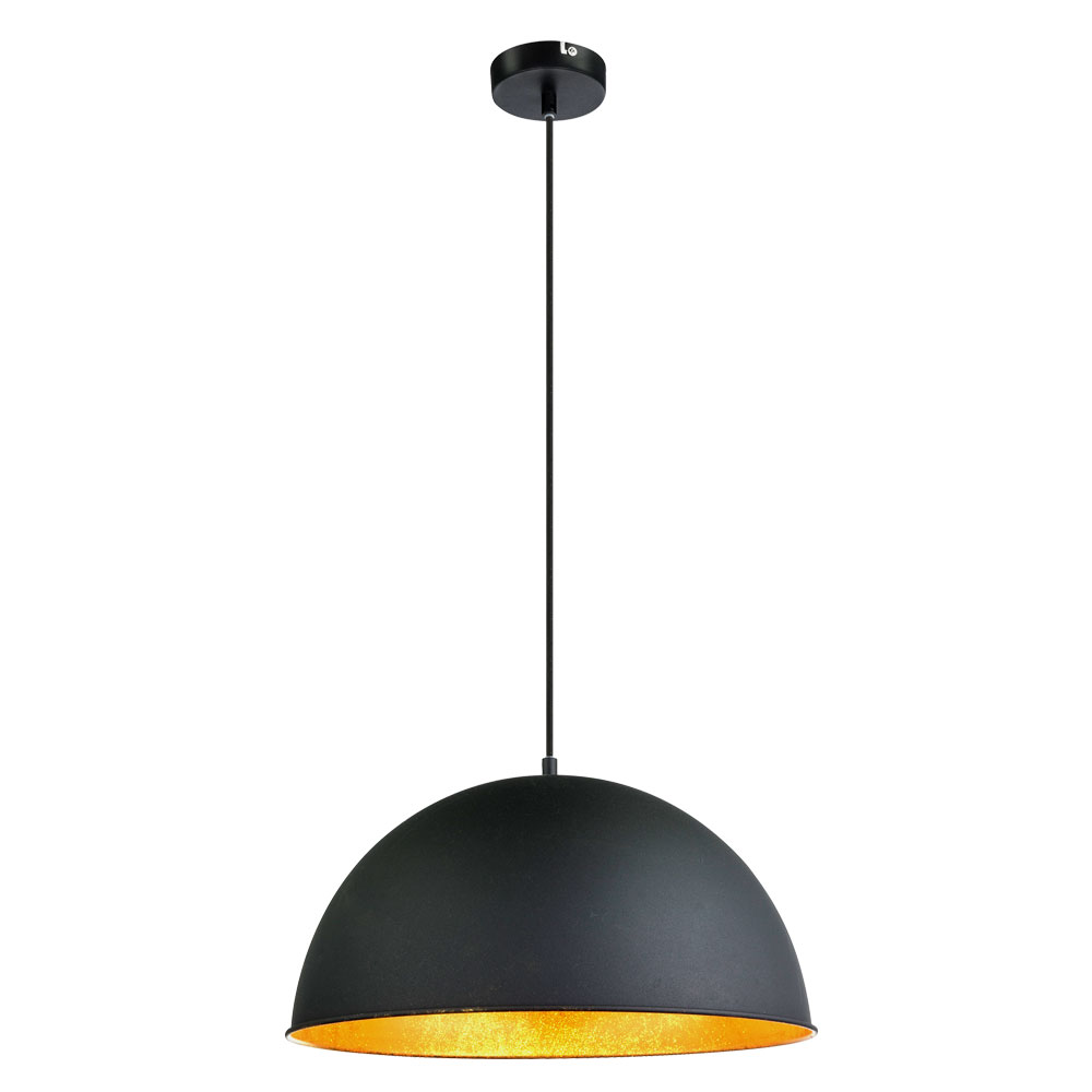 Hängeleuchte, Metall schwarz, goldfarben, E27, H 120cm von Globo