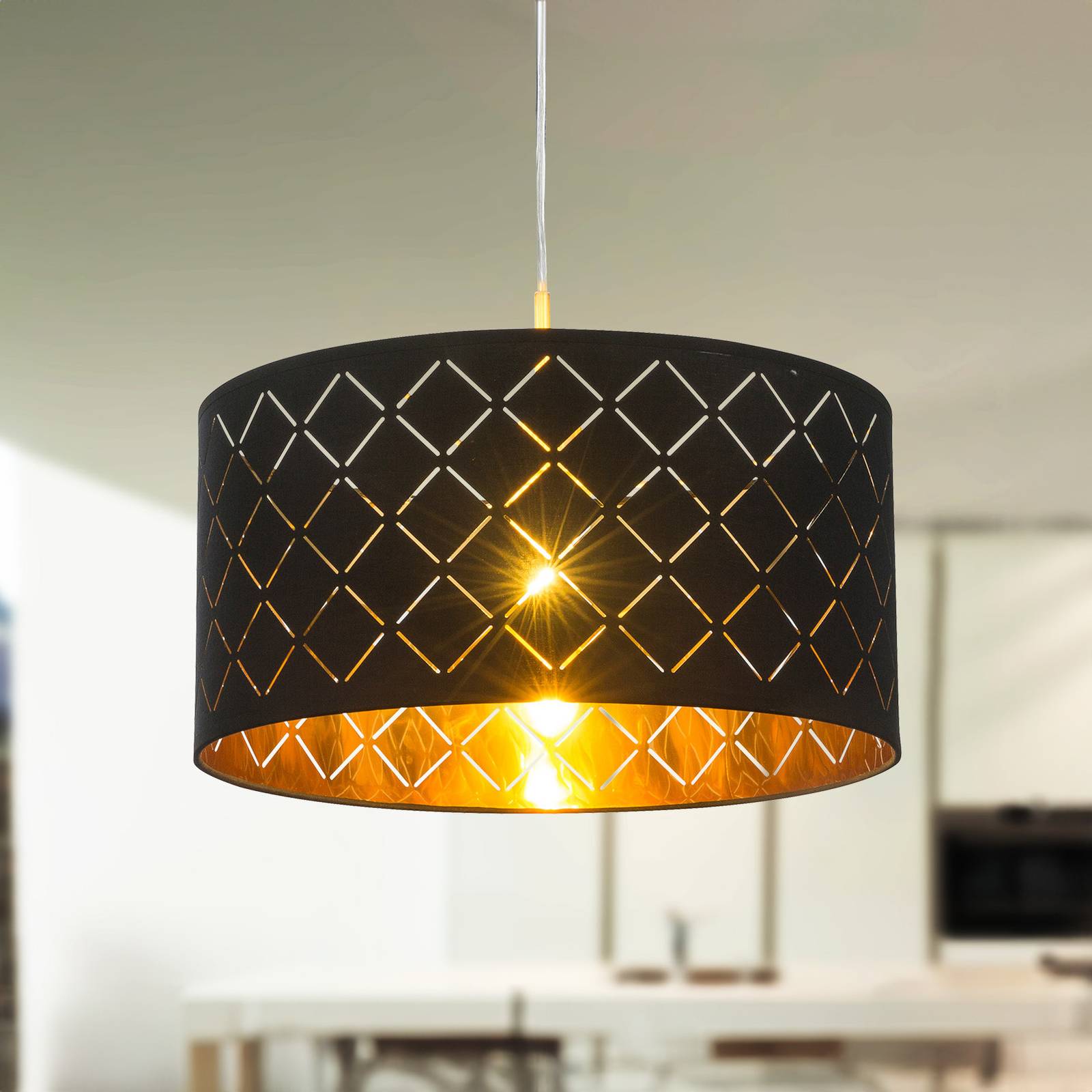Hängeleuchte Clark, schwarz/goldfarben, Ø 40 cm Hängeleuchte Clark, schwarz/goldfarben, Ø 40 cm von Globo