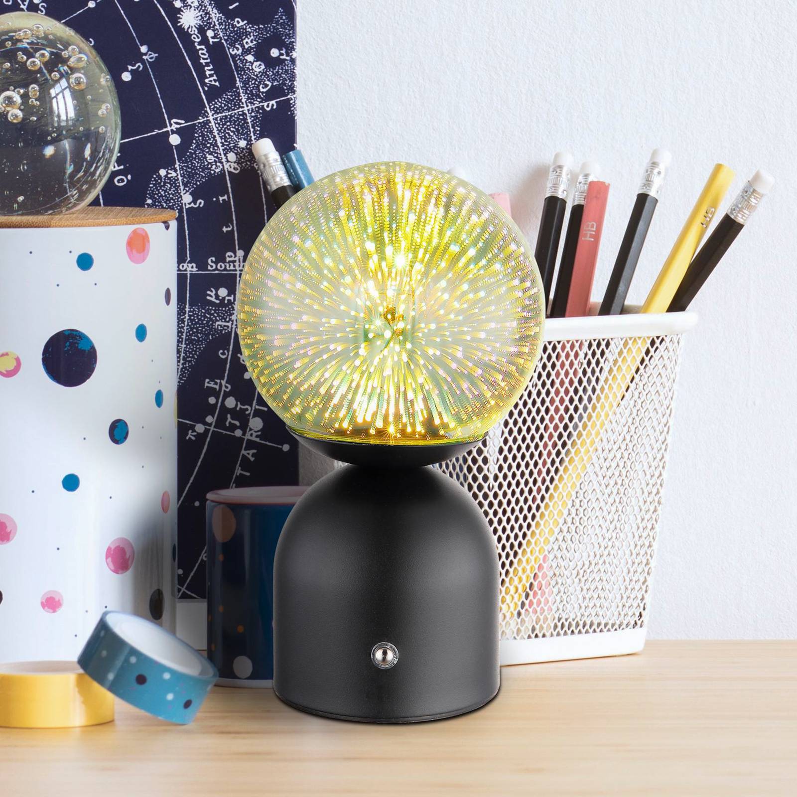 LED-Akku-Tischlampe Julsy, schwarz, 3D, Höhe 21 cm, CCT LED-Akku-Tischlampe Julsy, schwarz, 3D, Höhe 21 cm, CCT von Globo