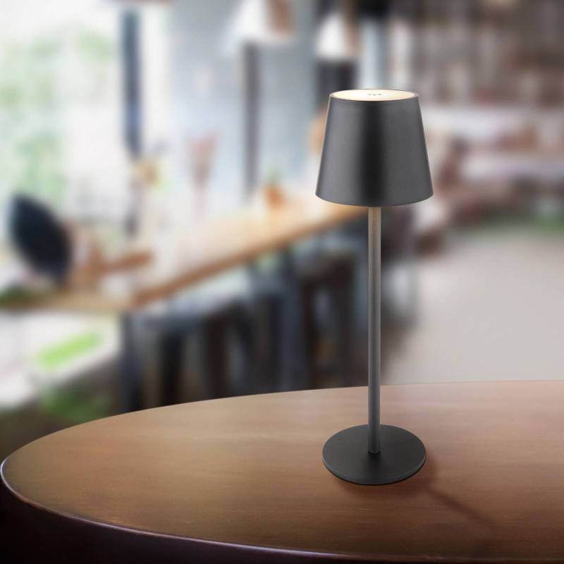 LED-Akku-Tischlampe Vannie, schwarz, Höhe 36 cm, IP44 von Globo