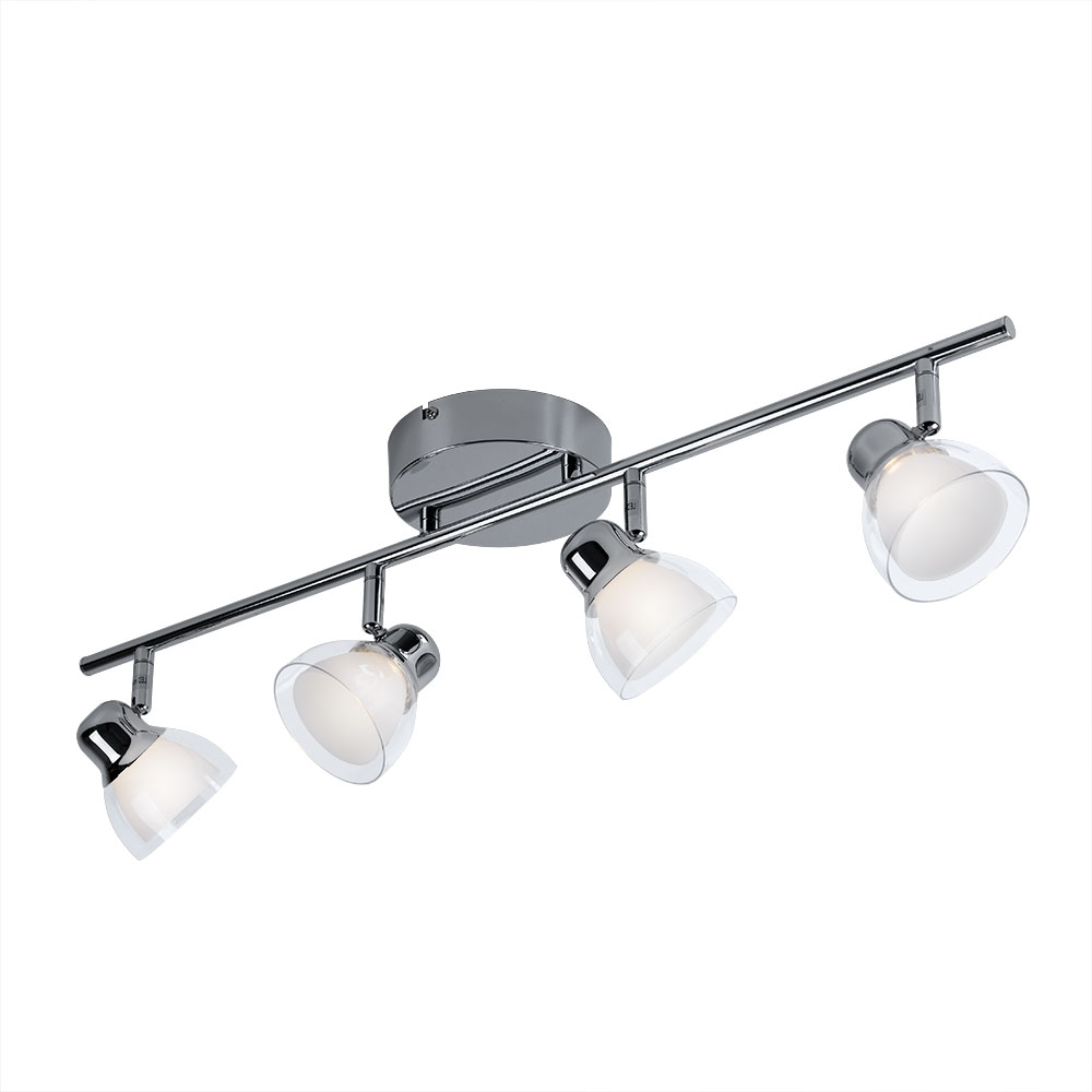 LED Deckenlampe, Chrom, bewegliche Spots, L 69 cm von Globo
