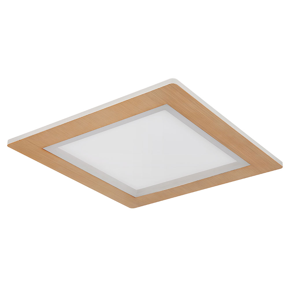 LED Deckenlampe, Metall, Holz Optik, D 40 cm von Globo