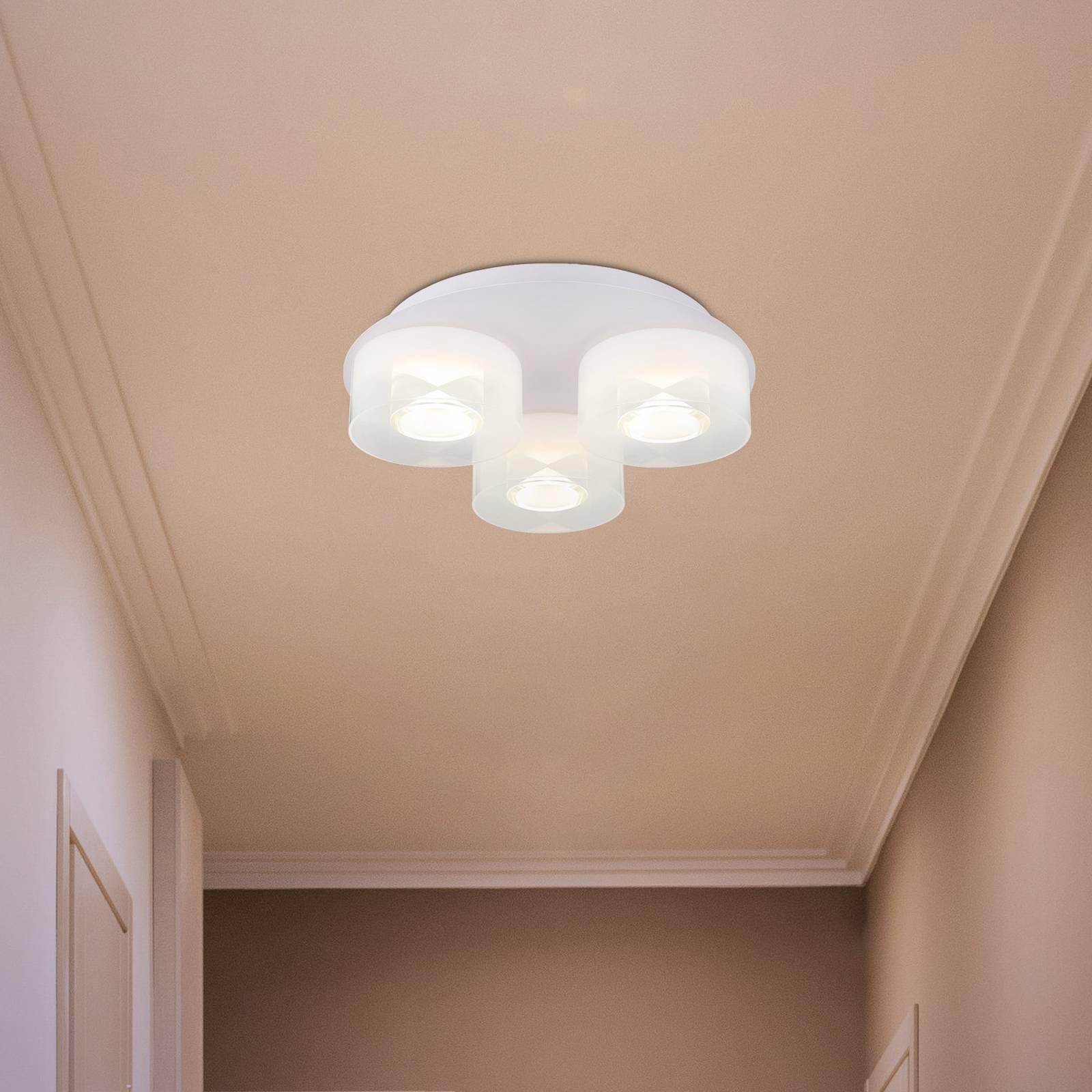 LED-Deckenlampe Belinda, Ø 38 cm, weiß, 3-flg., Glas LED-Deckenlampe Belinda, Ø 38 cm, weiß, 3-flg., Glas von Globo