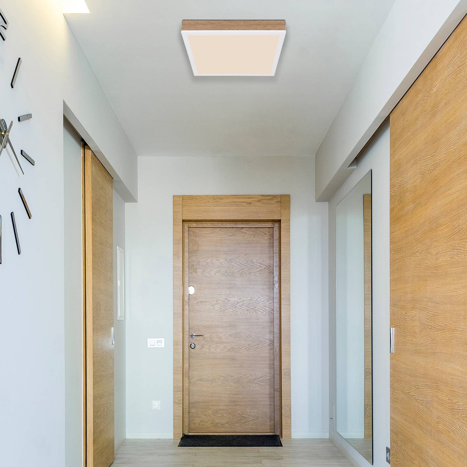 LED-Deckenlampe Doro, Länge 30 cm, holz dunkel, Holz LED-Deckenlampe Doro, Länge 30 cm, holz dunkel, Holz von Globo