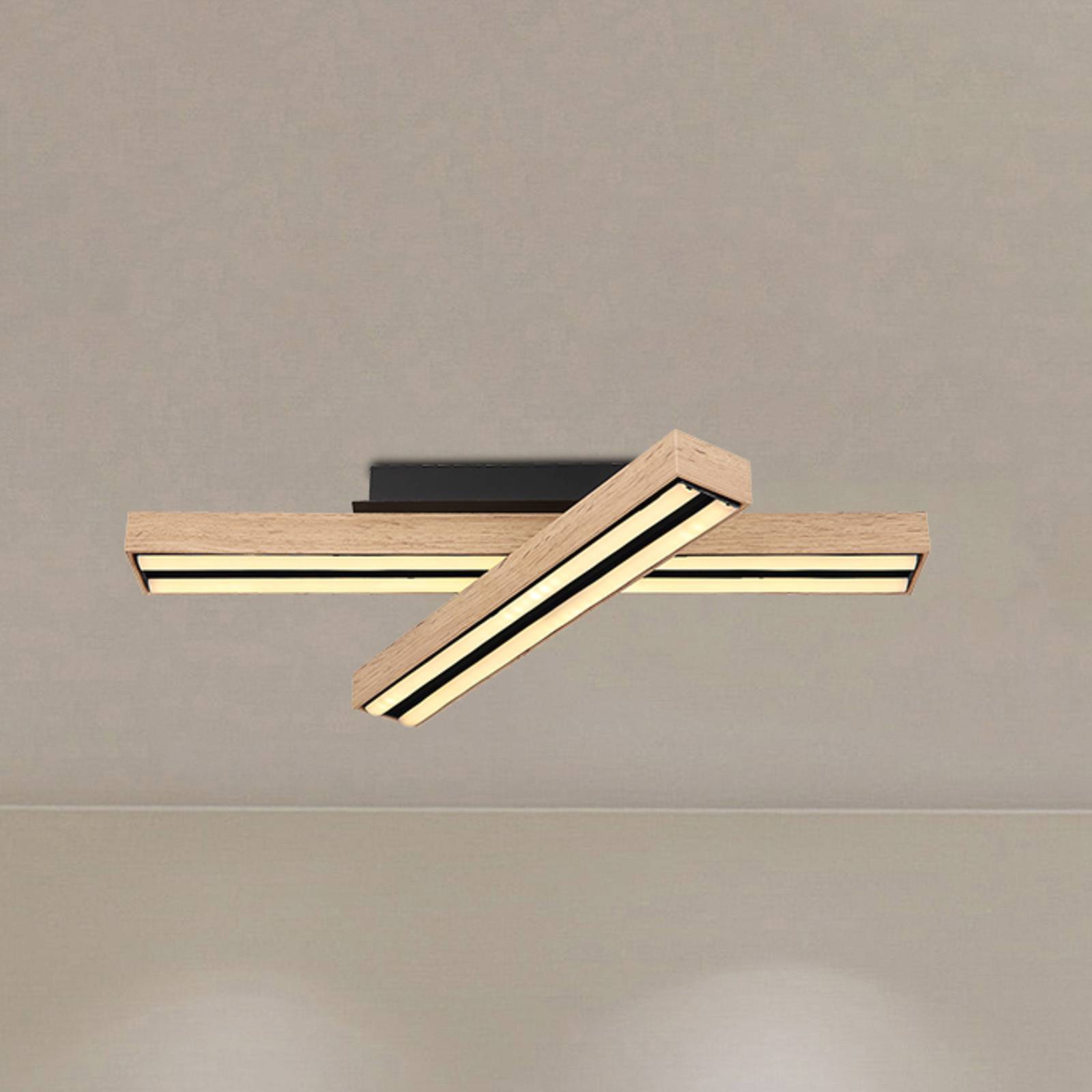 LED-Deckenlampe Doro, Länge 51,5 cm, eiche, Holz LED-Deckenlampe Doro, Länge 51,5 cm, eiche, Holz von Globo