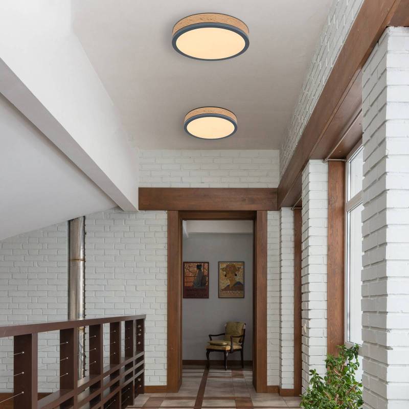 LED-Deckenlampe Doro Ø 30 cm holz dunkel, grafit von Globo