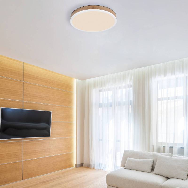 LED-Deckenlampe Doro Ø 45 cm holz dunkel/weiß von Globo