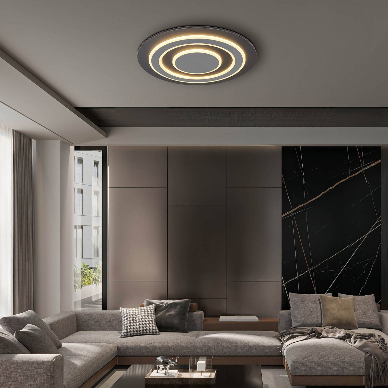 LED-Deckenlampe Jayden, Ø 48 cm, anthrazit/grau, Metall LED-Deckenlampe Jayden, Ø 48 cm, anthrazit/grau, Metall von Globo