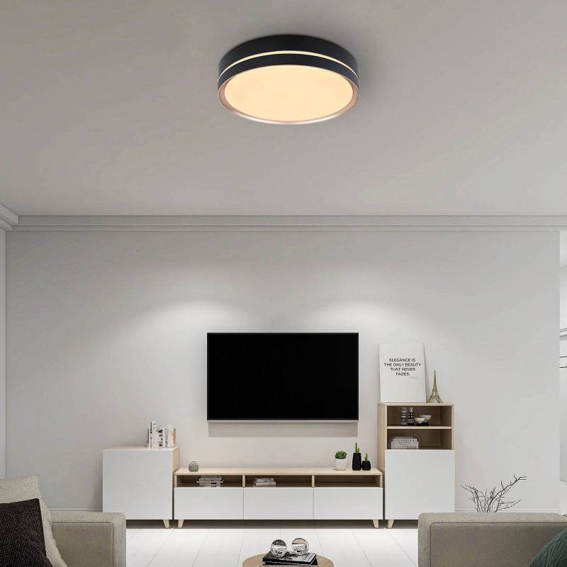 LED-Deckenlampe Manni, Ø 39 cm, schwarz/bronzefarben, CCT von Globo