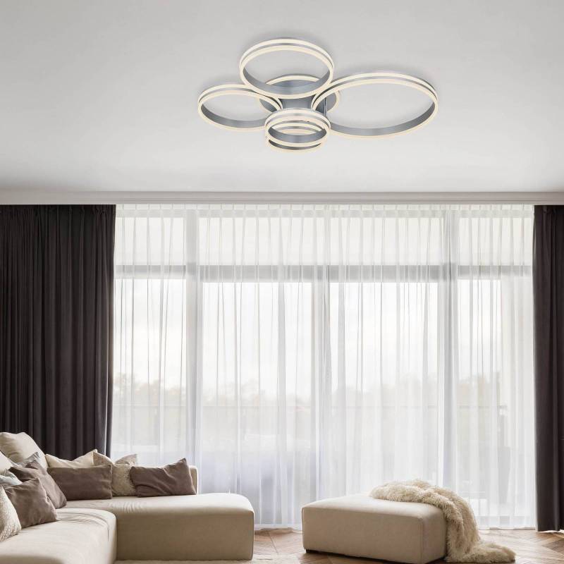 LED-Deckenlampe Rubio, Länge 114 cm, grau, CCT, 5-flg von Globo