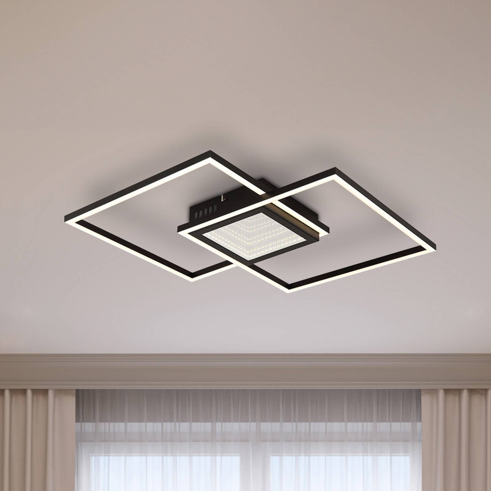 LED-Deckenlampe Saunders, Länge 43 cm, schwarz, 3D-Effekt LED-Deckenlampe Saunders, Länge 43 cm, schwarz, 3D-Effekt von Globo