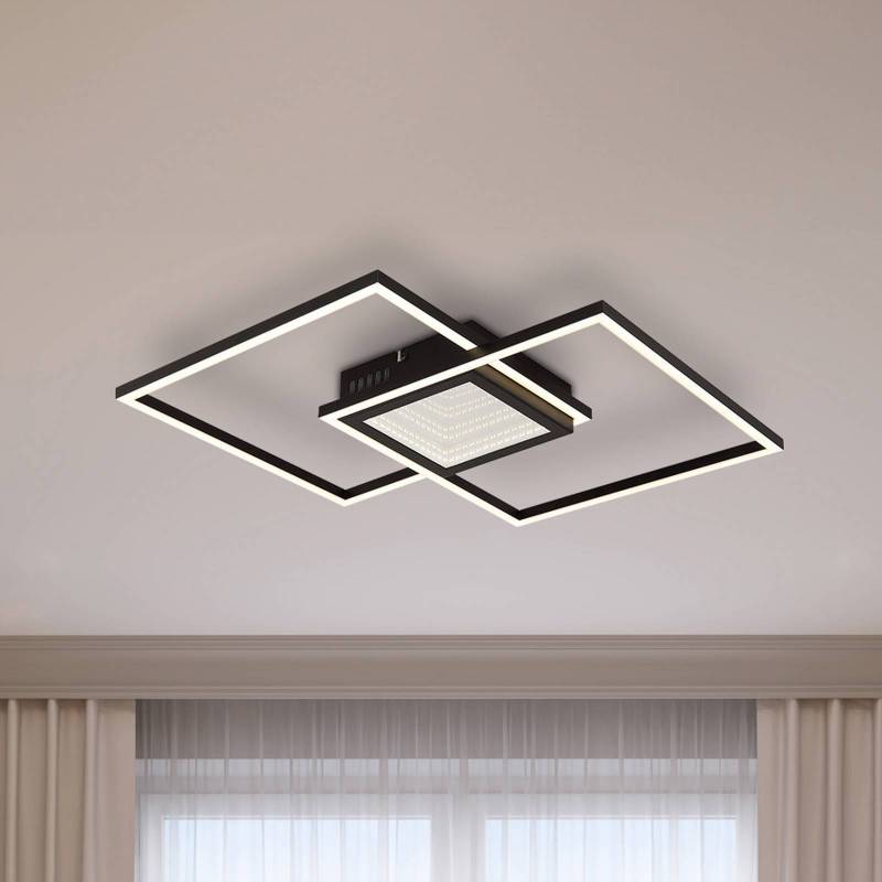 LED-Deckenlampe Saunders, Länge 43 cm, schwarz, 3D-Effekt von Globo