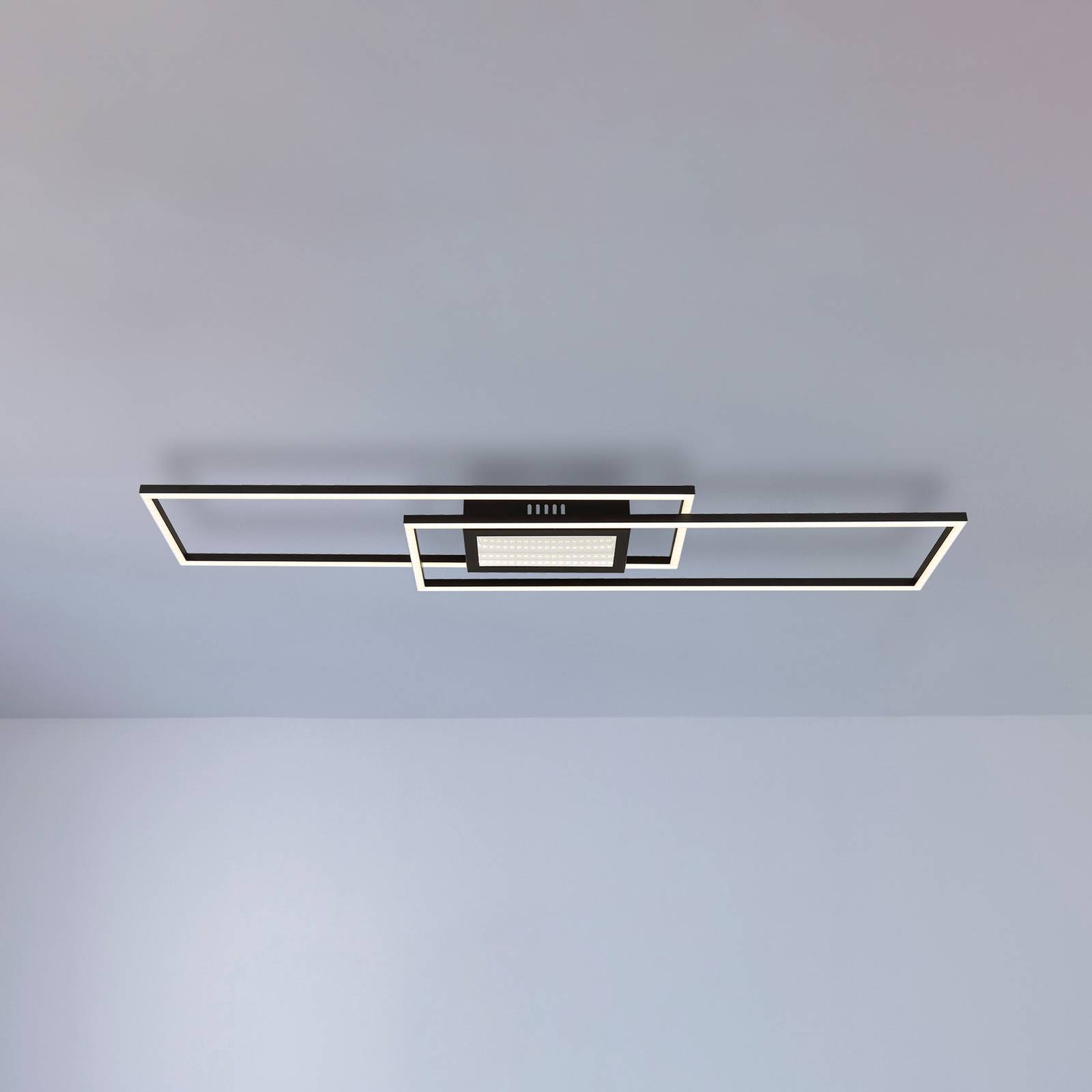 LED-Deckenlampe Saunders, Länge 96 cm, schwarz, 3D-Effekt LED-Deckenlampe Saunders, Länge 96 cm, schwarz, 3D-Effekt von Globo