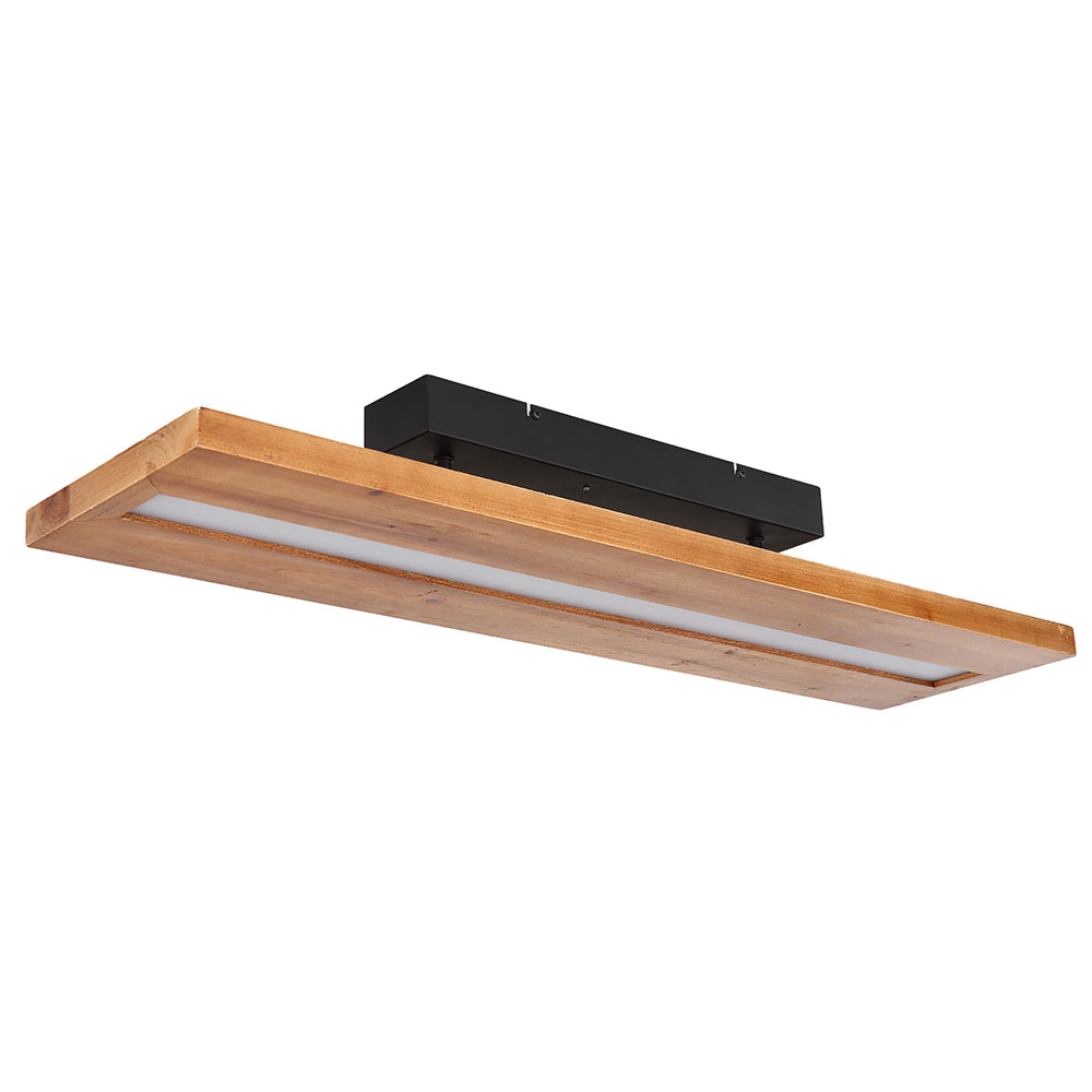 LED Deckenleuchte, Holz, braun, schwarz, L 80 cm von Globo
