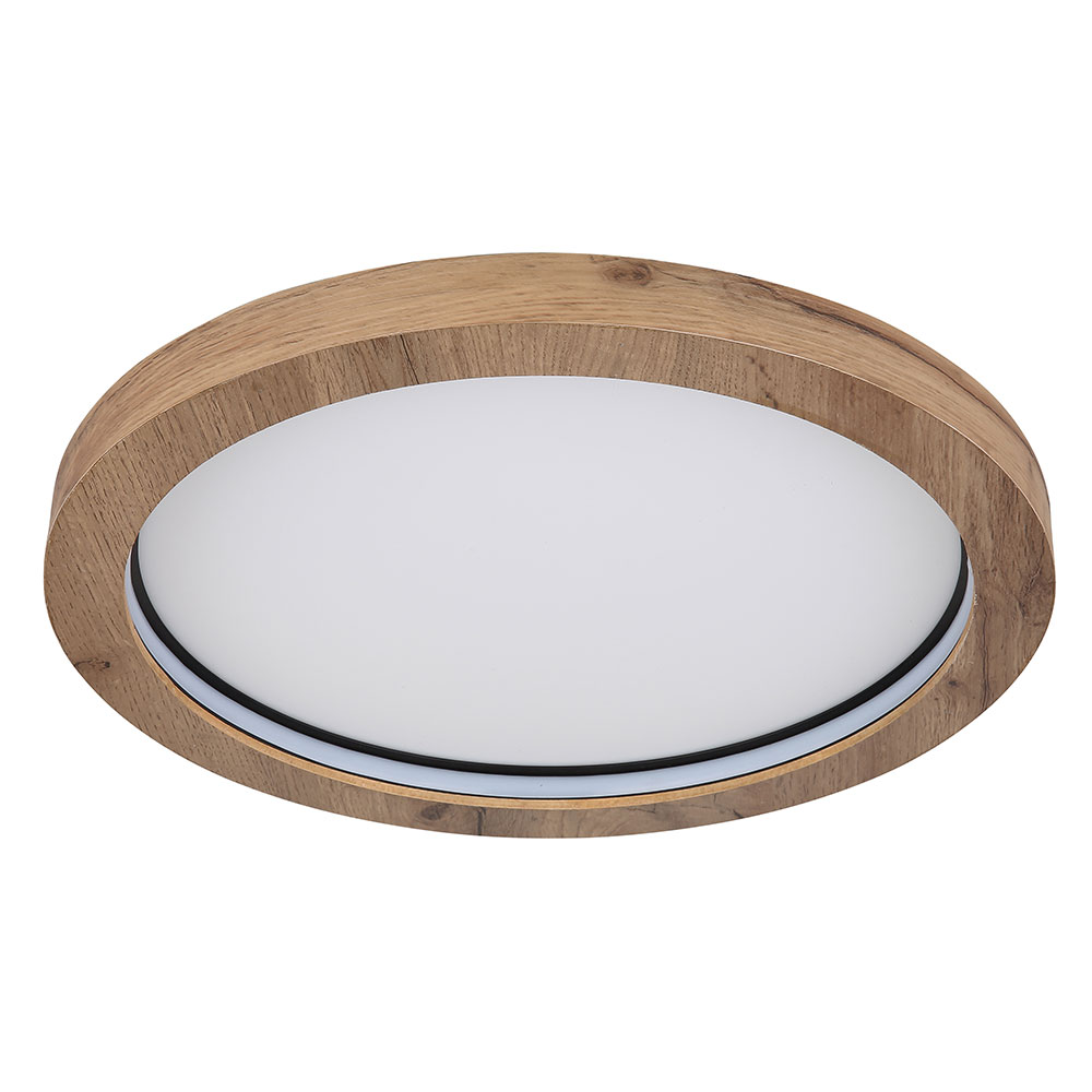 LED Deckenleuchte, Holzoptik, Dimmbar, RGB-Farbwechsler,  D 40 cm von Globo