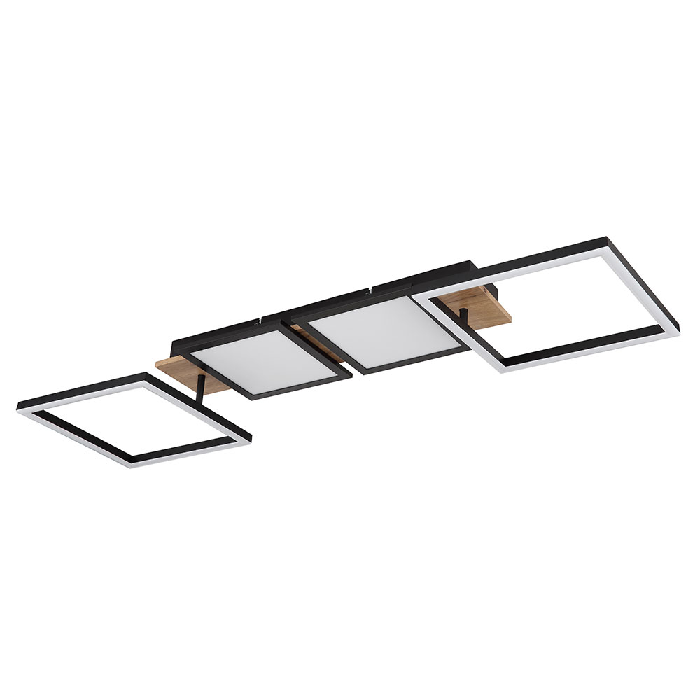 LED Deckenleuchte, Metall, Holzoptik, beweglich, L 100 cm von Globo