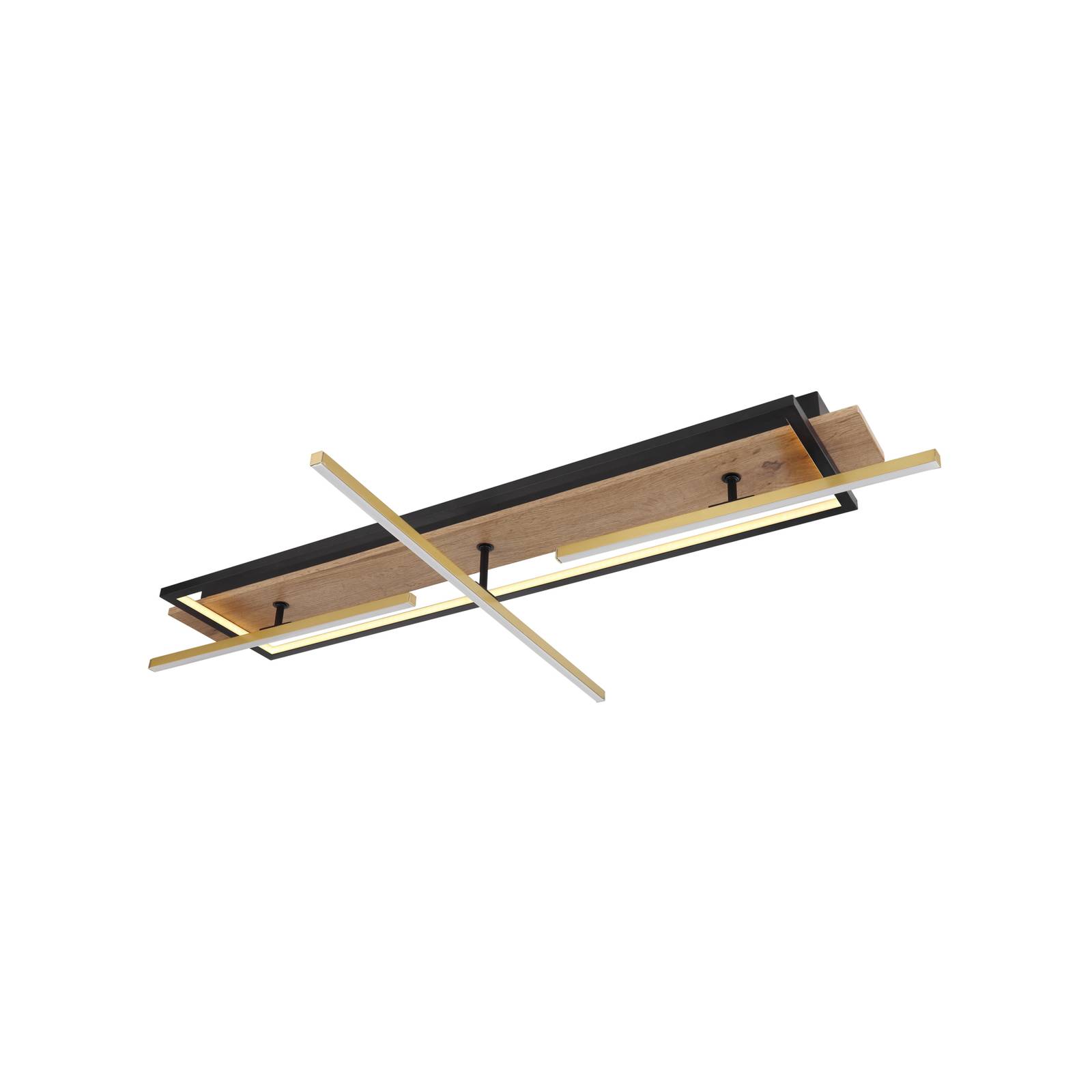 LED-Deckenleuchte Beatrix, Länge 100 cm, holz/schwarz, Holz LED-Deckenleuchte Beatrix, Länge 100 cm, holz/schwarz, Holz von Globo
