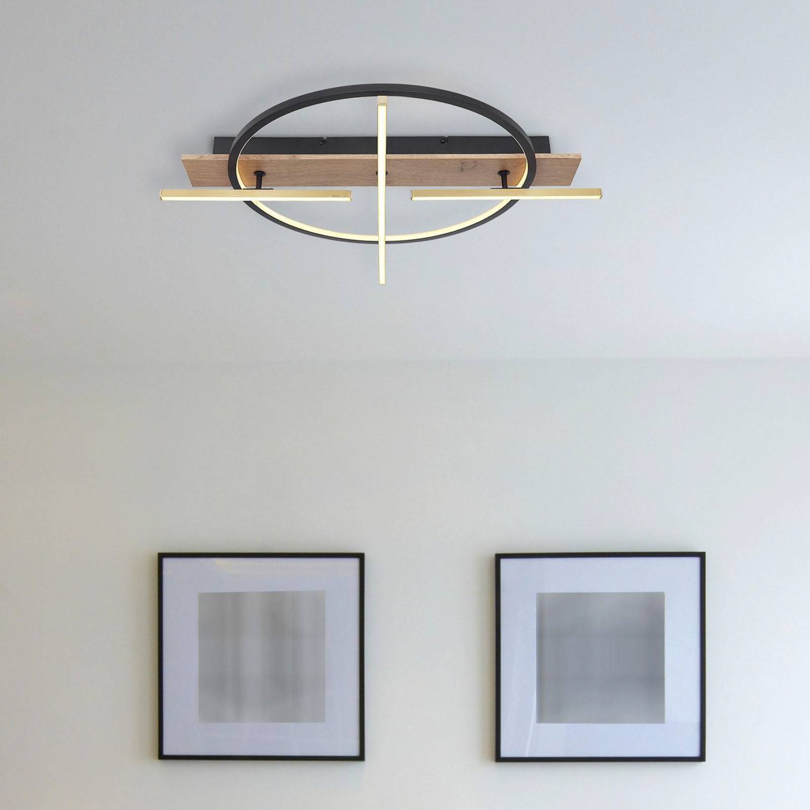 LED-Deckenleuchte Beatrix, Länge 44 cm, holz/schwarz, Holz LED-Deckenleuchte Beatrix, Länge 44 cm, holz/schwarz, Holz von Globo