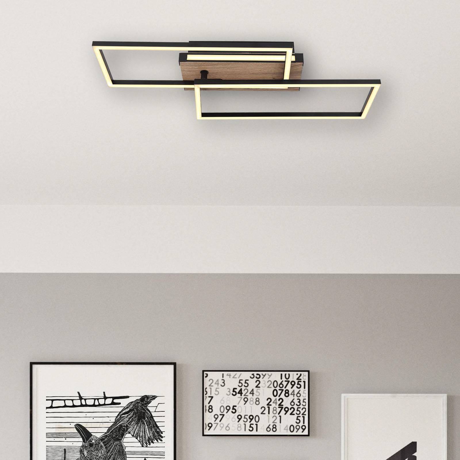 LED-Deckenleuchte Colli, Breite 49 cm, Holz dunkel, Holz LED-Deckenleuchte Colli, Breite 49 cm, Holz dunkel, Holz von Globo