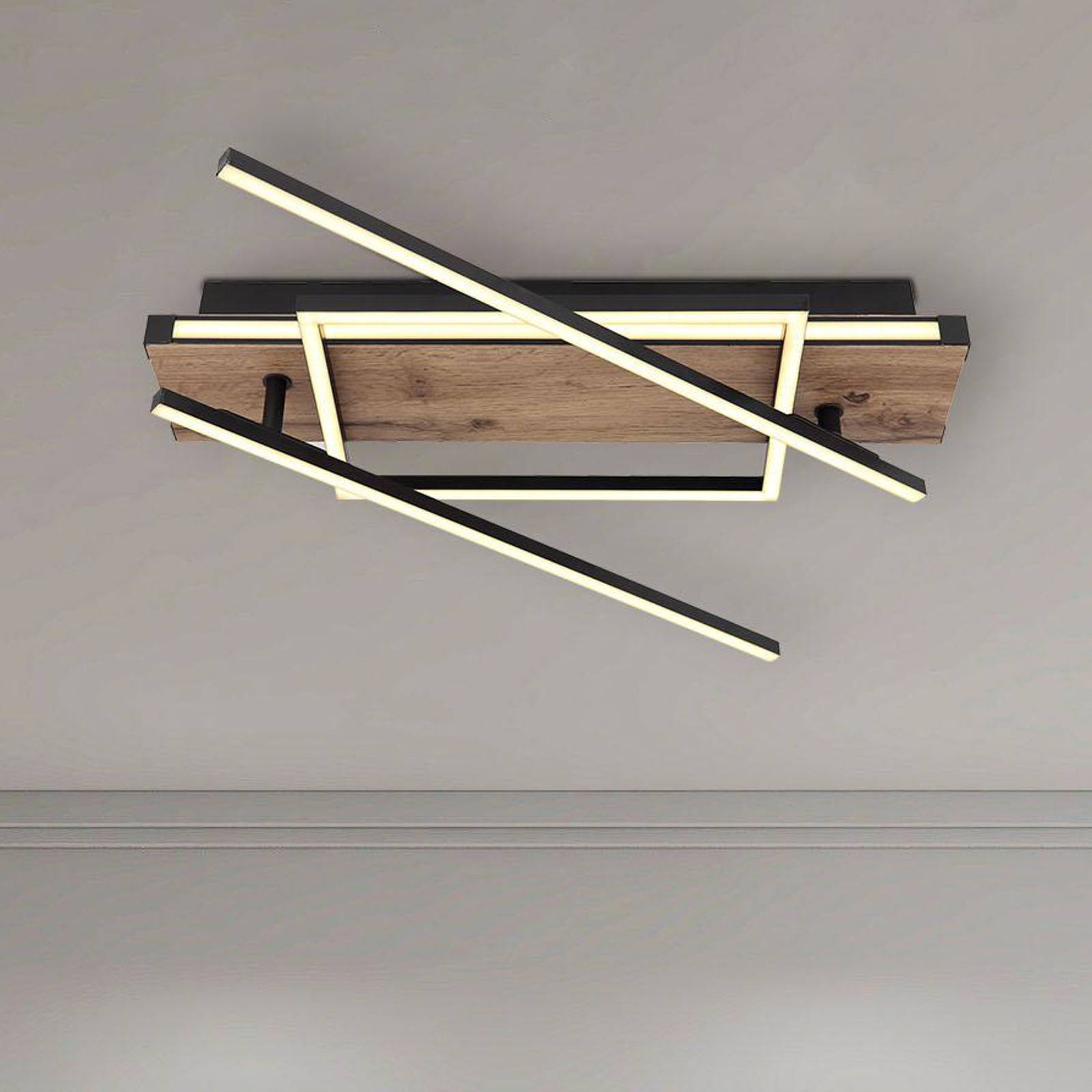 LED-Deckenleuchte Colli, Breite 52 cm, Holz dunkel, Holz LED-Deckenleuchte Colli, Breite 52 cm, Holz dunkel, Holz von Globo