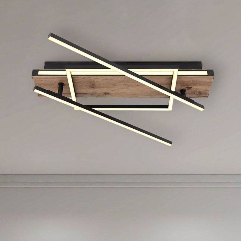 LED-Deckenleuchte Colli, Breite 52 cm, Holz dunkel, Holz von Globo