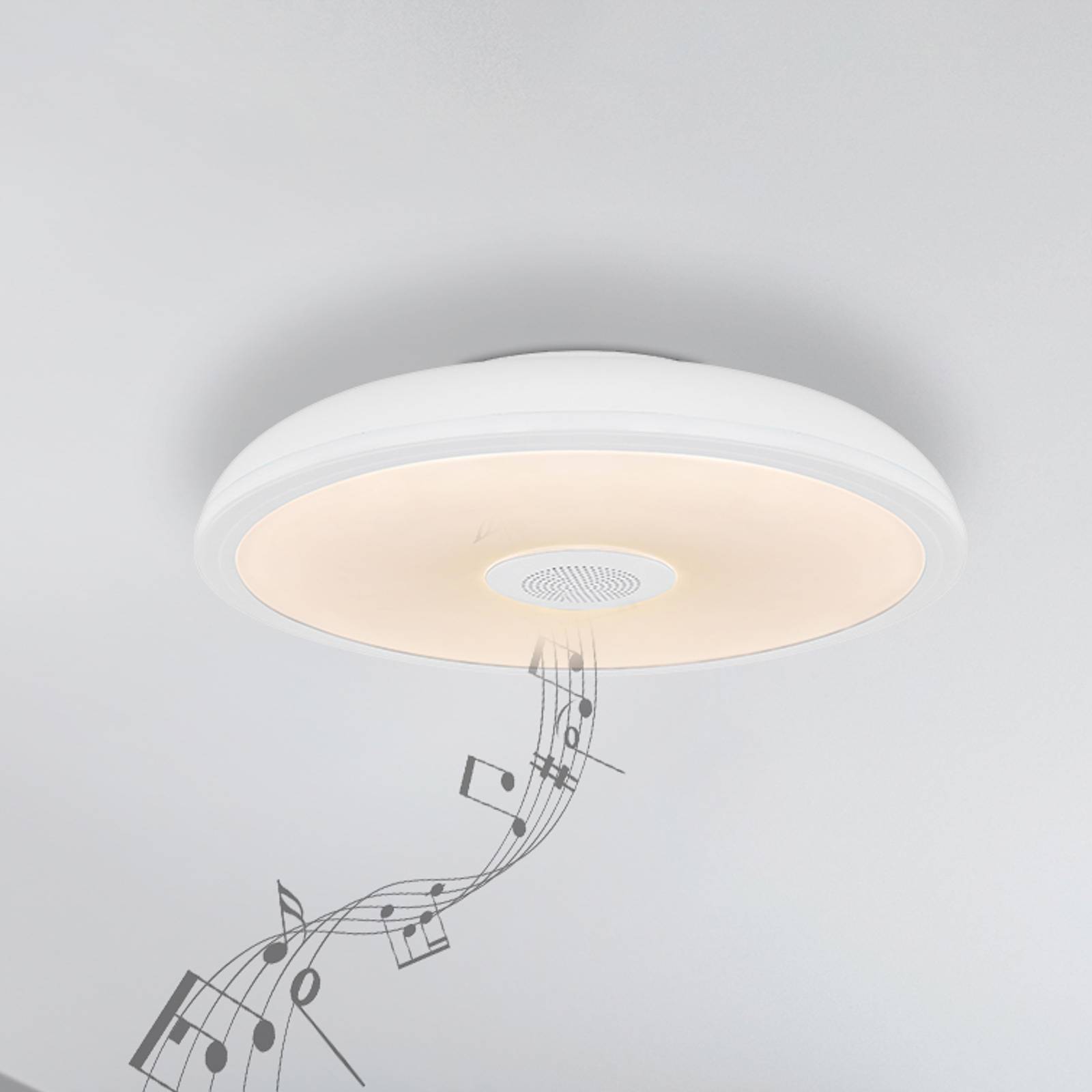 LED-Deckenleuchte Raffy Lautsprecher RGBW weiß LED-Deckenleuchte Raffy Lautsprecher RGBW weiß von Globo