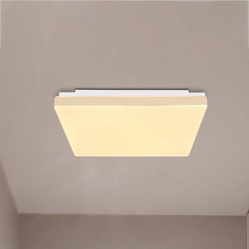 LED-Deckenleuchte Raina in eckiger Form, holzoptik von Globo