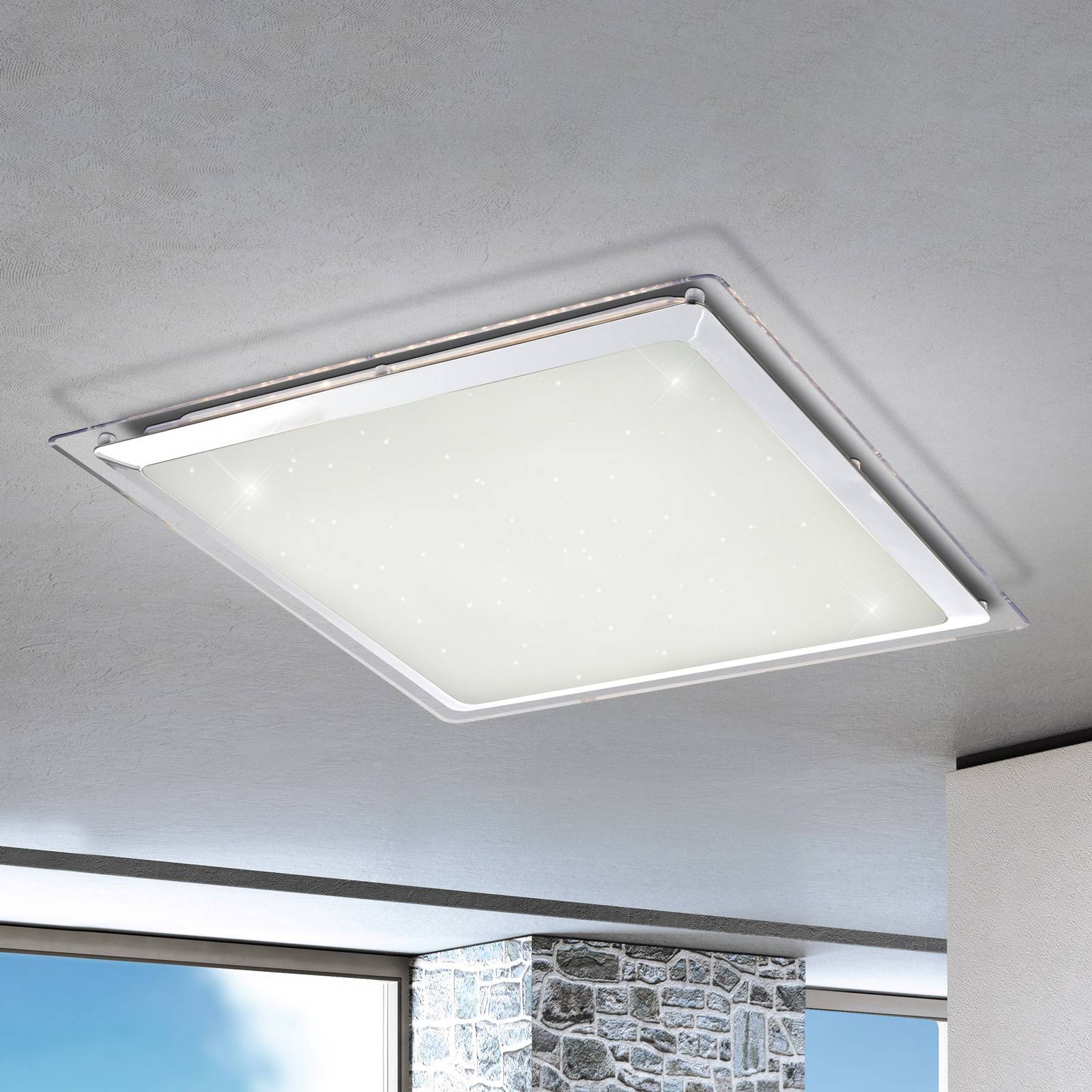 LED-Deckenleuchte Rena, Fernbedienung, quadratisch LED-Deckenleuchte Rena, Fernbedienung, quadratisch von Globo