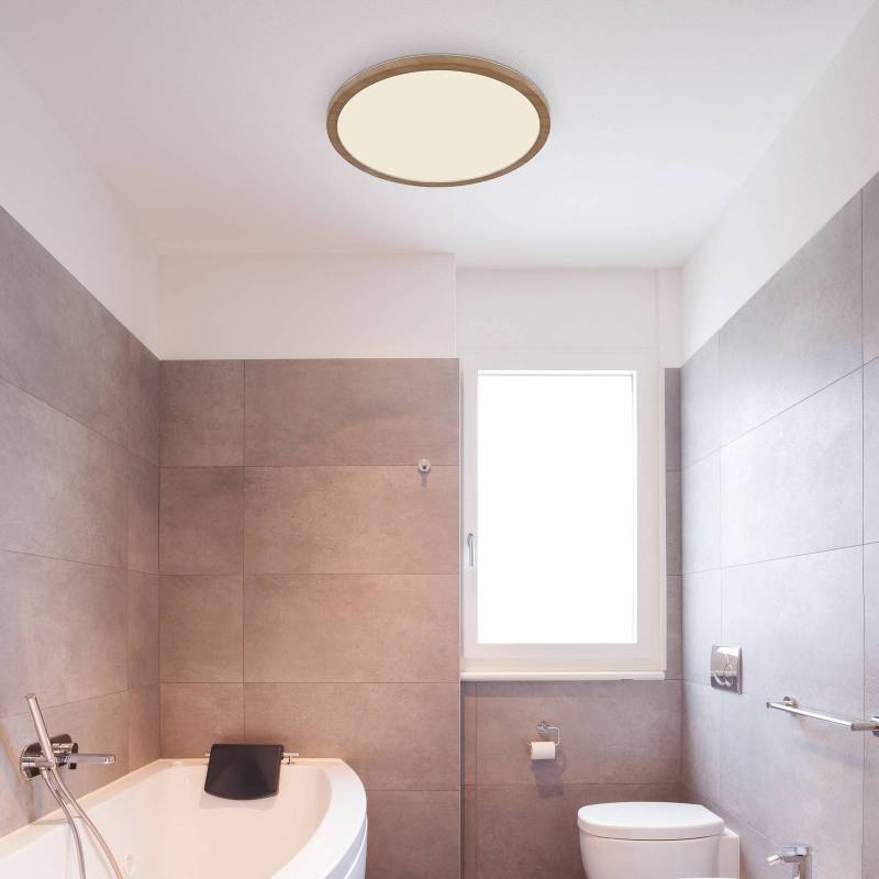 LED-Deckenleuchte Sapana Ø 29,5 cm Holzoptik von Globo