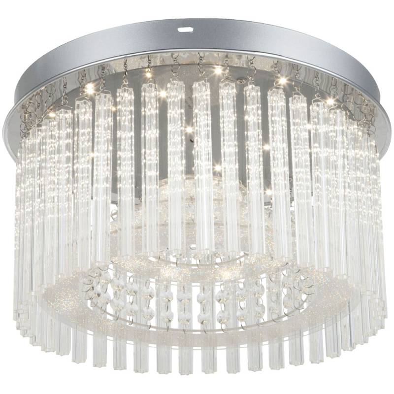 LED Deckenleuchte, verchromt, Kristalle, Glas, D 37 cm von GLOBO LIGHTING