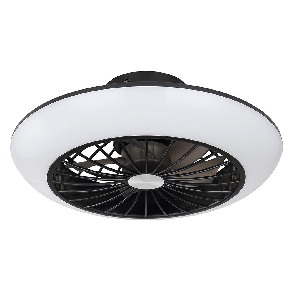 LED Deckenventilator, Memory, schwarz, kühlend, D 30cm von Globo